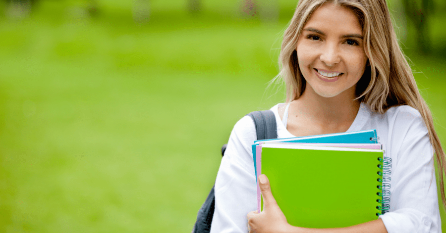 A college student studies Latin.