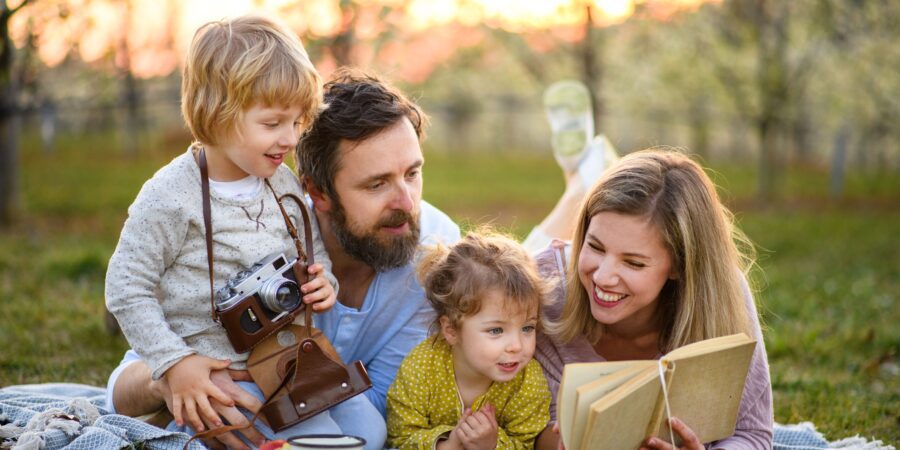 Family reading their favorite read alouds.