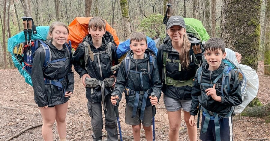 Speer family - Challenge students outside.