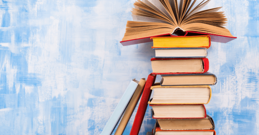 A stack of the best books of all time.