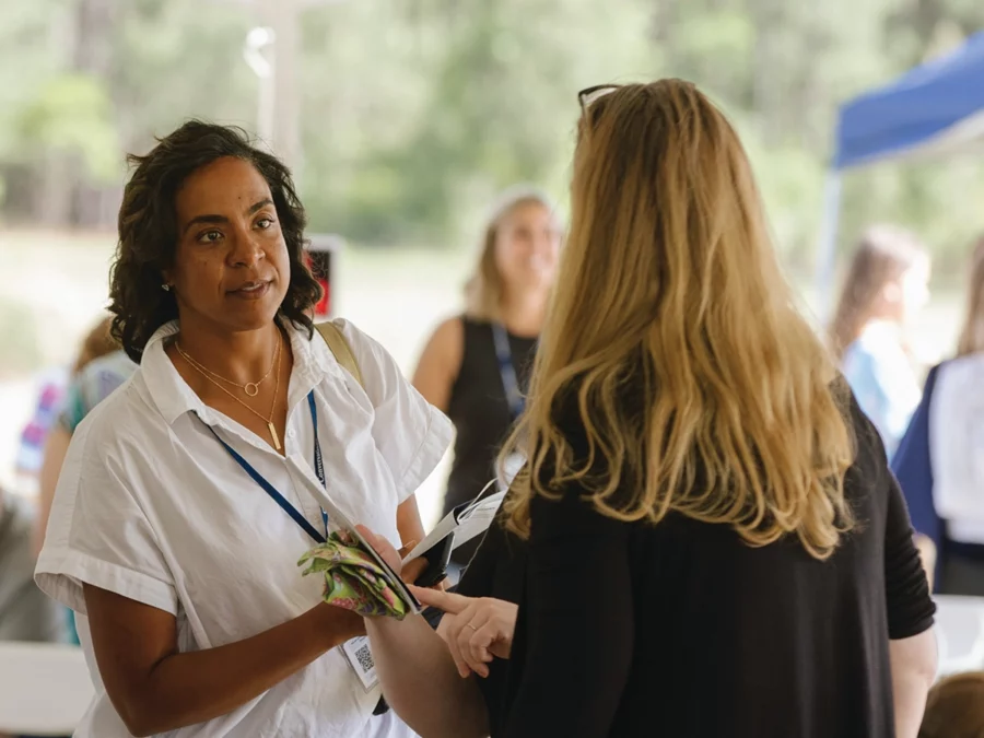 Two parents discussing homeschooling.